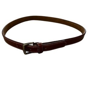 GUESS Men’s Saddle Brown Leather Belt, Double Stitched, 38-40